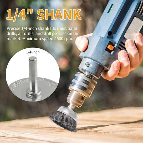 7 Pack Twist Knot Wire Wheel Brush Crimped Cup Wire Wheels Brush Set for Drill with 1/4-Inch Shank for Rust Removal, Corrosion and Paint in Kuwait