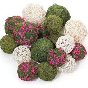 Jetec 18 Pcs Moss Decorative Balls Wicker Rattan Cord Balls Set, Vase Bowl Filler Balls Hanging Balls for Christmas Centerpieces Home Tree Garden Wedding Party Coffee Table(Yellow)