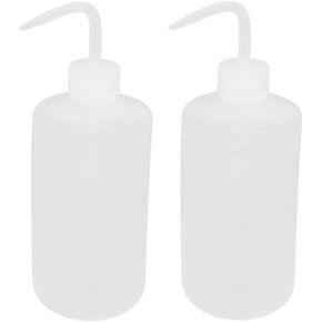 2PCS 1000ml/34 oz Plastic Squeeze Bottle With Measuring Refillable Bent Tip Wash Cleaning Liquids Water Storage Containers Pot Holder Portable Safety Garden Home Kitchen Supply (White)