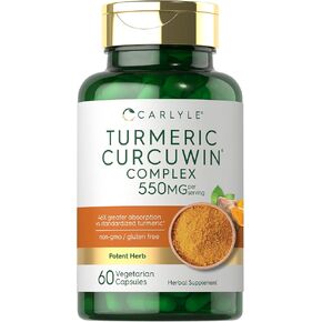 Carlyle Turmeric Supplement 550mg | 60 Capsules | CurcuWin Extract Complex | Vegetarian, Non-GMO, Gluten Free