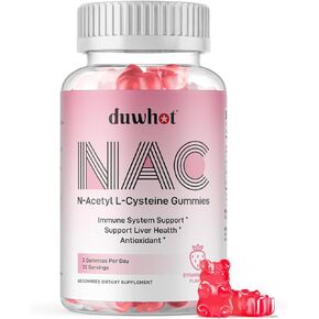 NAC Gummies 600mg, N Acetyl Cysteine Supplement NAC Chewable for Antioxidants & Immune Support, Lung & Liver Health, Natural Strawberry Flavor, 60ct