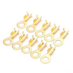 YWBL-WH 100PCs Lug Ring Terminals Brass Cold Pressed Cable Crimp Ends Connector M4 4.2mm Open Barrel Wire Crimp Copper Terminal Connerctor Kit, Terminals