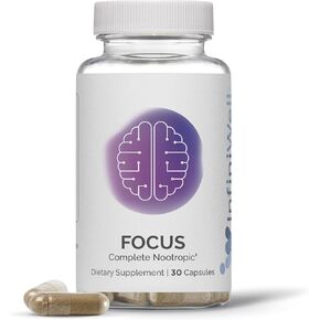 Focus Complete Nootropic, 30 Capsules (30 Day Supply), Memory, Cognitive Function and Vision Blue Light Protection Support Dietary Supplement, with Rhodiola, Lutein, Natural Caffeine