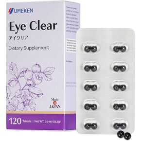 Umeken Eye Clear Dietary Supplement - Supports Eye Health, Blueberry Extract with Lutein (Marigold), Vitamins A, C, and E, 120 Tablets