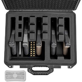 Gun Case 5 Pistol Case & 12 Magazine Pre-Cut Foam Shock Proof Waterproof Hard Gun Case for Pistol Cases