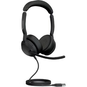 Jabra Evolve2 50 Wired Stereo Headset AirComfort Technology, Noise-Cancelling Mics & Active Noise Cancellation - Works with All Leading UC Platforms Such as Zoom & Google Meet - Black