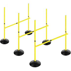 Adjustable Height Agility Hurdle Set Multi-Function Soccer Trainning Pole Set Coaching Sticks with Rubber Base