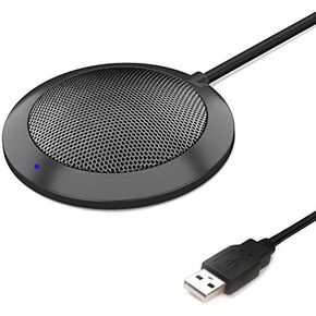 Conference USB Microphone, Computer Desk Microphone with Mute Button and LED Indicator, Plug & Play Omnidirectional Condenser PC Laptop Mics for Online Meeting/Class,Skype,Recording,Chatting,Zoom