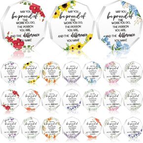 24 Pcs Employee Appreciation Awards for Coworker Flower Acrylic Thank You Gifts Trophy May You Be Proud of the Work You Do Prizes for Adults Colleague Retirement Farewell Motivational Gift