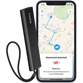 Invoxia Real Time GPS Tracker - for Vehicles, Cars, Motorcycles, Bikes, Kids - Motion and Tilt Alerts - Battery 120 Hours (Moving) to 4 Months (Stationary) - Affordable Subscription Required, Black