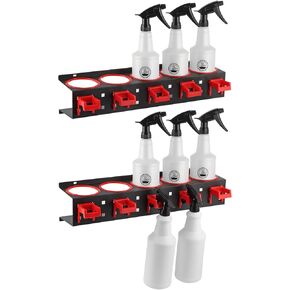 MOLIGOU 2 Pcs Spray Bottle Storage Rack, Wall Mount Bottle Organizer Car Detailing, Steel Spray Bottle Holder