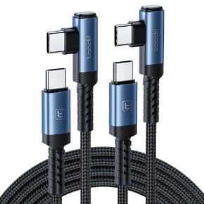 toocki USB C to USB C Charger Cable(10ft, 2Pack), 60W Type C Charging Cable Cord, Right Angle Fast Charging USBC to USBC Cable for iPhone 15 Plus/Pro Max/iPad Pro/Air/MacBook/Samsung S23/Note 20