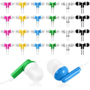 60 Packs Kids Bulk Earbud Headphones for Classroom, Wholesale Multi Colored Earphones for Students, School, Library, Museums