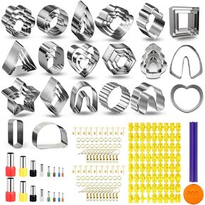 PTFJZ Polymer Clay Cutters for Earring Making 76pcs Clay Tools Set 67 Shapes Stainless Steel Clay Cutters with 8 Circle Shape Cutters 1 Clay Letter Stamp Jewelry Making Sculpting Clay
