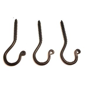 3 Pack Wrought Iron Ceiling Hook Screw Country Primitive Décor Hardware