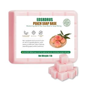 EDSRDRUS 1LB Peach Glycerin Soap Base DIY Handmade Soap Add Peach Essential Oil, Moisturizing Melt and Pour Soap Base for Soap Making 1pack, 16oz(1LB, Peach)