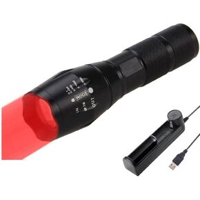 BESTSUN One Mode Red Light Flashlight, Long Range 5000 lumens Red Hunting Light Torch Zoomable, Waterproof LED Red Torch Best for Astronomy, Aviation, Night Observation Red Flashlights