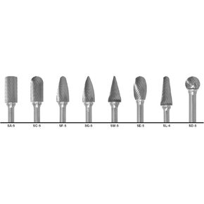 Carbide Bur 8 Pc Set, 1/2 x 1/4"