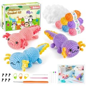 BWkoss Crochet Starter Kit, Plants Family Crochet Kit for Beginners Cacti Succulent DIY Yarn Handmade Knitting Craft Supplies Learn to Crochet Kit with Step-by-Step Video Tutorials for Adults Kids