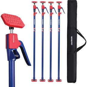WORKPRO Cabinet Jack Support Pole, 54-114 Inches Steel Telescopic Quick Support Rod Adjustable 3rd Hand Support System with 154 lbs Capacity for Cabinet Jack, Drywall Jack& Cargo Bars, 4-Pack