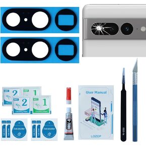 LOZOP Rear Camera Lens Glass Replacement with Adhesive Pre-Installed Compatible for Google Pixel 6 Pro with Repair Tools and User Manual