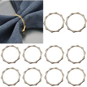 Gold Napkin Rings Set of 10,Bamboo Knuckles Style Napkin Holder Ring,Metal Napkin Buckle，Serviette Buckle for Family Dinner Table Decoration Banquet Anniversary Birthday Wedding Party
