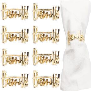 8 Pcs Metal Napkin Rings, Alphabetic Napkin Clasps for Festive Dinner Table Decorations