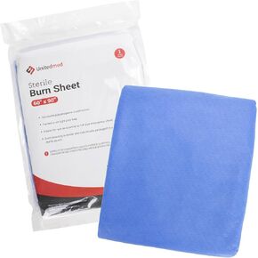 Burn Sheet Sterile, First Aid Disposable Blanket, 60in x 90in, for Burn Relief & Instant Treatment, for Large & Small Burns, Blue