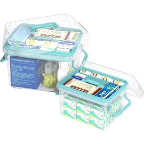 2-Pack Clear Storage Box Container，Clear First Aid Box Organizer with Compartments, Plastic Family Medical Supplies Storage Box