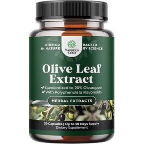 Potent Olive Leaf Extract Capsules - High Strength Antioxidant Supplement with Pure Olive Leaf with 20% Oleuropein - Herbal Heart Health Supplement - Vegan Non-GMO & Gluten Free (1 Month Supply)