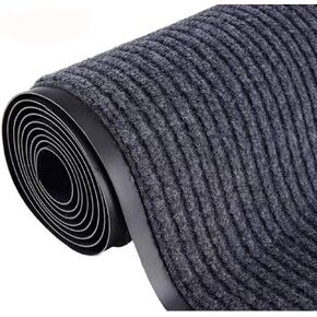 3x10Ft Commercial Indoor Outdoor Rug Grey Brush Step Entrance Floor Mat Commercial Runner Rugs with Rubber Backing for Hallways