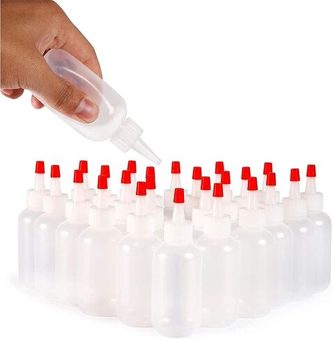 Juvale Boston Round Squeeze Bottles with Red Caps (2 oz, White, 24 Pack) in Saudi Arabia