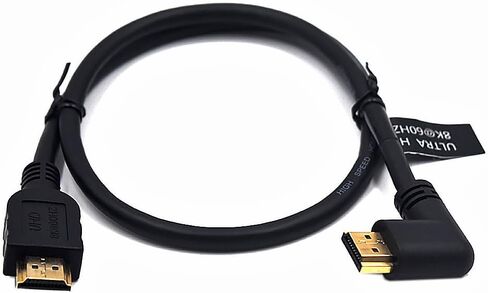 2 Feet 48Gbps HDMI 8K@60Hz Ultra HD Cable, Straight Male to Right Angle Male HDMI 2.1 High Speed Shield Cord for Xbox TV PS4 PS5 Switch, Support 4K@120Hz, 3D Dynamic HDR in Kuwait