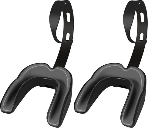 2 Pcs Football Mouth Guard with Strap, Big Size Soft Youth Mouth Guard Football Mouthpiece, Professional Mouth Guard Sports for Basketball, Boxing, Rugby, MMA, Hockey for Adult & Youth (Black-Red) in Saudi Arabia