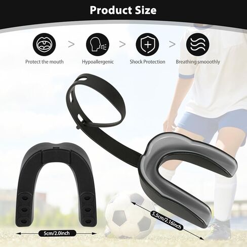 2 Pcs Football Mouth Guard with Strap, Big Size Soft Youth Mouth Guard Football Mouthpiece, Professional Mouth Guard Sports for Basketball, Boxing, Rugby, MMA, Hockey for Adult & Youth (Black-Red) in Saudi Arabia