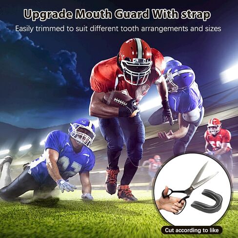 2 Pcs Football Mouth Guard with Strap, Big Size Soft Youth Mouth Guard Football Mouthpiece, Professional Mouth Guard Sports for Basketball, Boxing, Rugby, MMA, Hockey for Adult & Youth (Black-Red) in Saudi Arabia
