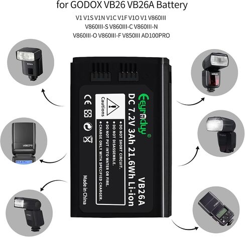 Eeyrnduy VB18 بطارية ليثيوم قابلة للشحن ل Godox V850 V850II V860 V860C V860II V860II-C V860N V860II-N V860II-F V860II-O V860II-S Speedlite Flash in Saudi Arabia