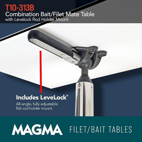Magma Products, T10-312B Combination Bait/Filet Mate Table with Levelock Rod Holder Mount, 20 Inch x 12-3/4 Inch in Saudi Arabia