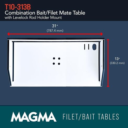 Magma Products, T10-312B Combination Bait/Filet Mate Table with Levelock Rod Holder Mount, 20 Inch x 12-3/4 Inch in Saudi Arabia