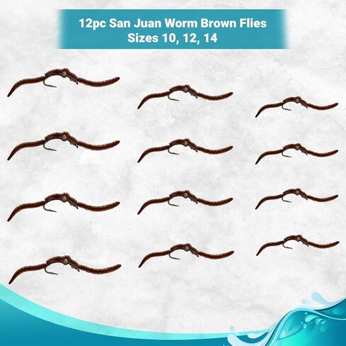 12pc Bead Head San Juan Worm Fly Fishing Flies, 3 Size Assortment Flies for Fly Fishing 10,12,14 (4 of Each Size), Fly Fishing Flies for Trout | Bass Flies | Streamer Flies in Kuwait