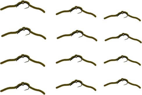 12pc Bead Head San Juan Worm Fly Fishing Flies, 3 Size Assortment Flies for Fly Fishing 10,12,14 (4 of Each Size), Fly Fishing Flies for Trout | Bass Flies | Streamer Flies in Kuwait