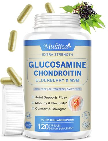 Glucosamine Chondroitin MSM Elderberry Boswellia Capsules- Extra Strength Natural Joint Support Supplement with Turmeric for Antioxidant,Immune Support Helps with inflammatory response*for Men & Women in Kuwait