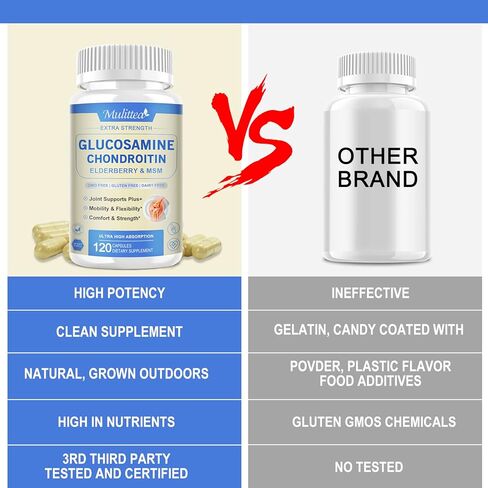 Glucosamine Chondroitin MSM Elderberry Boswellia Capsules- Extra Strength Natural Joint Support Supplement with Turmeric for Antioxidant,Immune Support Helps with inflammatory response*for Men & Women in Kuwait