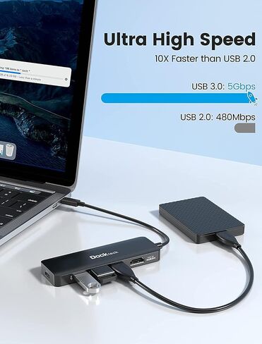 8K HDMI USB C HUB, 5-in-1 USB-C Multiport Adapter, Dockteck USB Dock Dongle with 8K 30Hz/4K 120Hz/4K 60Hz HDMI, 100W PD, 3 x USB 3.0 for Steam Deck, MacBook Pro/Air M1, iPad Pro/Air, Surface Pro 7/8/X in Kuwait