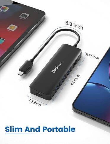 8K HDMI USB C HUB, 5-in-1 USB-C Multiport Adapter, Dockteck USB Dock Dongle with 8K 30Hz/4K 120Hz/4K 60Hz HDMI, 100W PD, 3 x USB 3.0 for Steam Deck, MacBook Pro/Air M1, iPad Pro/Air, Surface Pro 7/8/X in Kuwait
