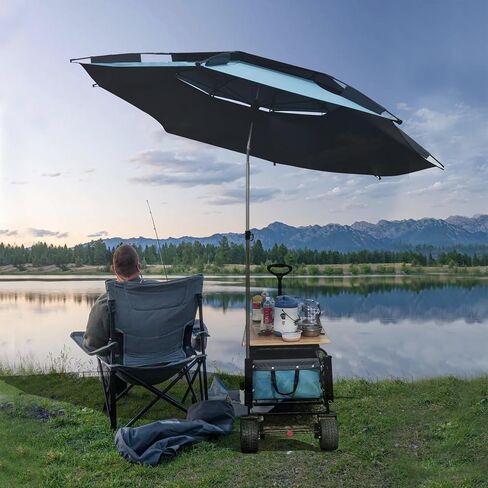 Folding Wagon Cart Umbrella and Fishing Rod Holder - Ideal for Wagon Cart, Garden, Gorilla, and Camping Carts - No Drilling Required in Saudi Arabia