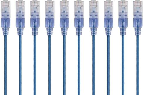 مونو برايس كيبل ايثرنت Cat6A - 10 قدم - ازرق | UTP، 30AWG، 10G، نحاس عاري نقي، ار جيه 45، لكيبل شبكة الكمبيوتر والشبكة المحلية السلكية والمودم والراوتر - سلسلة سليم رن in Kuwait