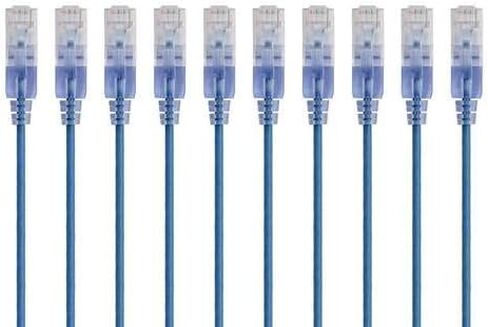 مونو برايس كيبل ايثرنت Cat6A - 10 قدم - ازرق | UTP، 30AWG، 10G، نحاس عاري نقي، ار جيه 45، لكيبل شبكة الكمبيوتر والشبكة المحلية السلكية والمودم والراوتر - سلسلة سليم رن in Kuwait