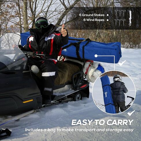 مأوى لصيد الأسماك على الجليد من Outsunny يتسع لـ 5-8 أشخاص، خيمة صيد ثلج محمولة منبثقة مع حقيبة حمل، بابين، نوافذ وفتحات، أكواخ ثلجية لصيد الأسماك في الشتاء in Kuwait