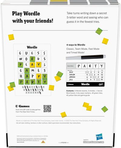 Hasbro Gaming Wordle The Party Game for 2-4 Players, Official Wordle Board Game Inspired by New York Times, Games for Ages 14+, Word Games in Saudi Arabia